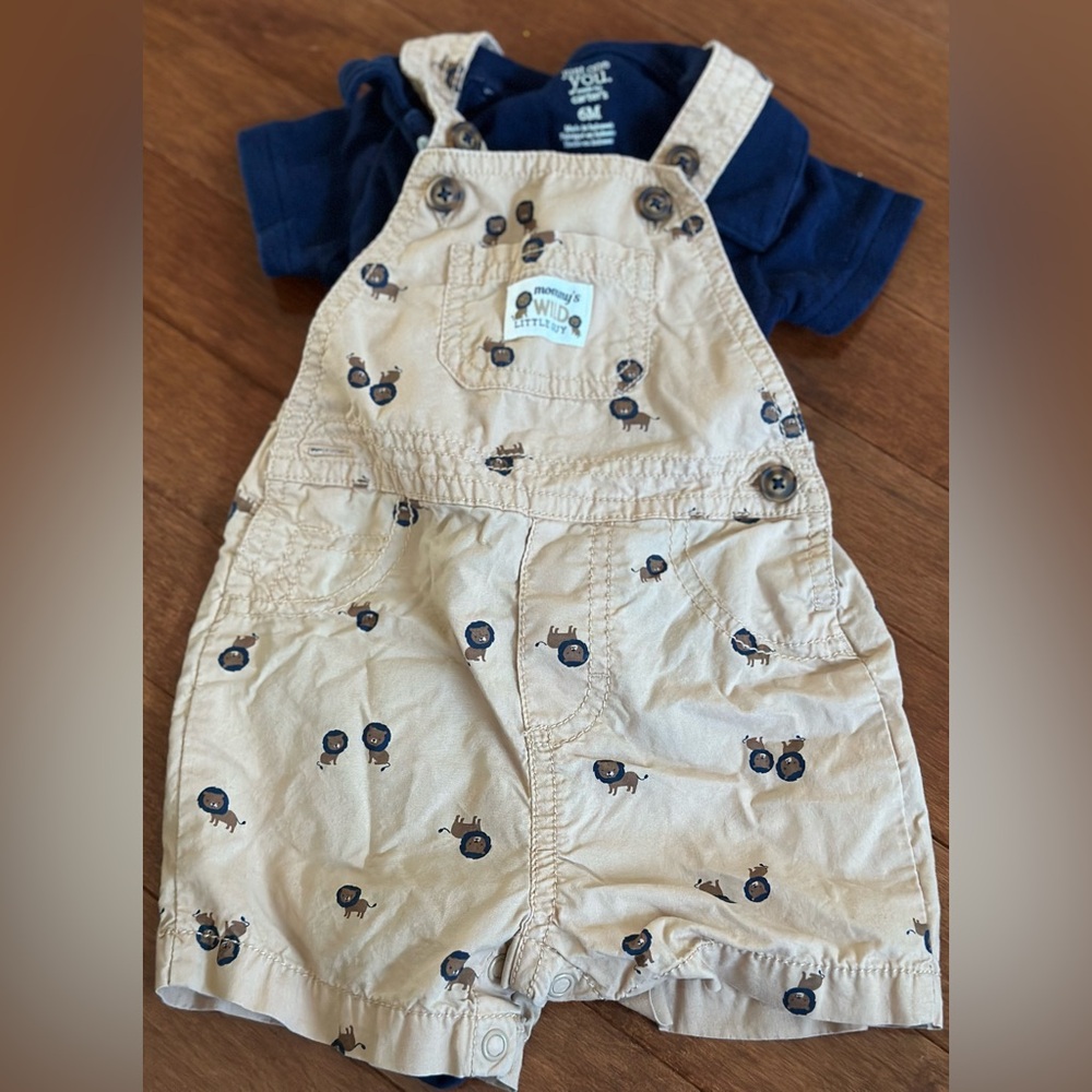 Carter's Beige Overalls with Lion Print
